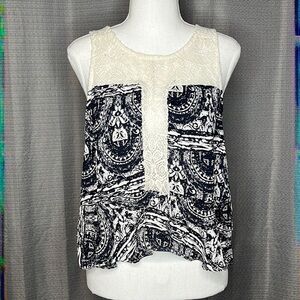 ELODIE MEDIUM B&W with CREAM KNIT TOP